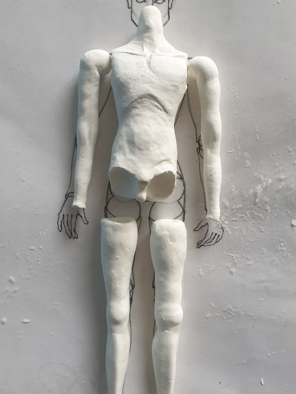 Male BJD body clay sculpt 