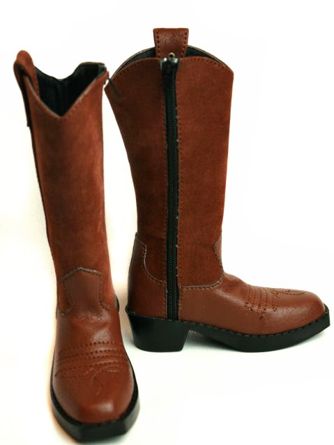 Dollzone S70-015B Brown Suede Western Boots